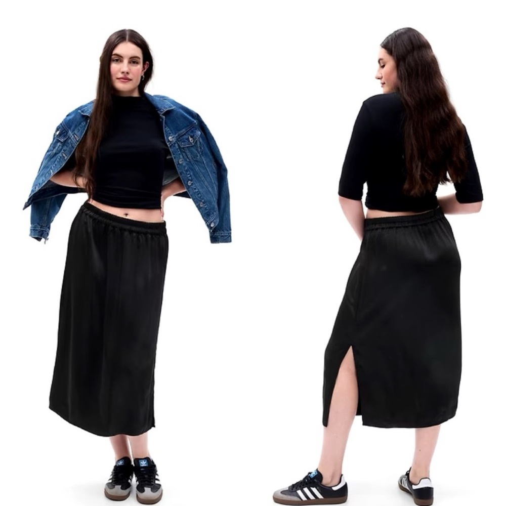Gap Satin Pull-On Midi Skirt